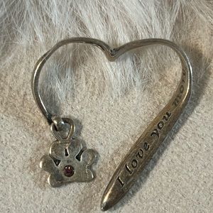 Vintage Sterling Silver Heart Shaped Paw “I Love You More” Charm